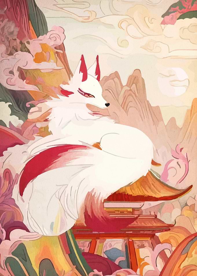White and Red Fox Illustration