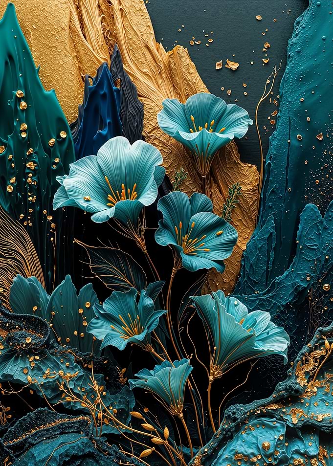 Teal Gold Bluebells