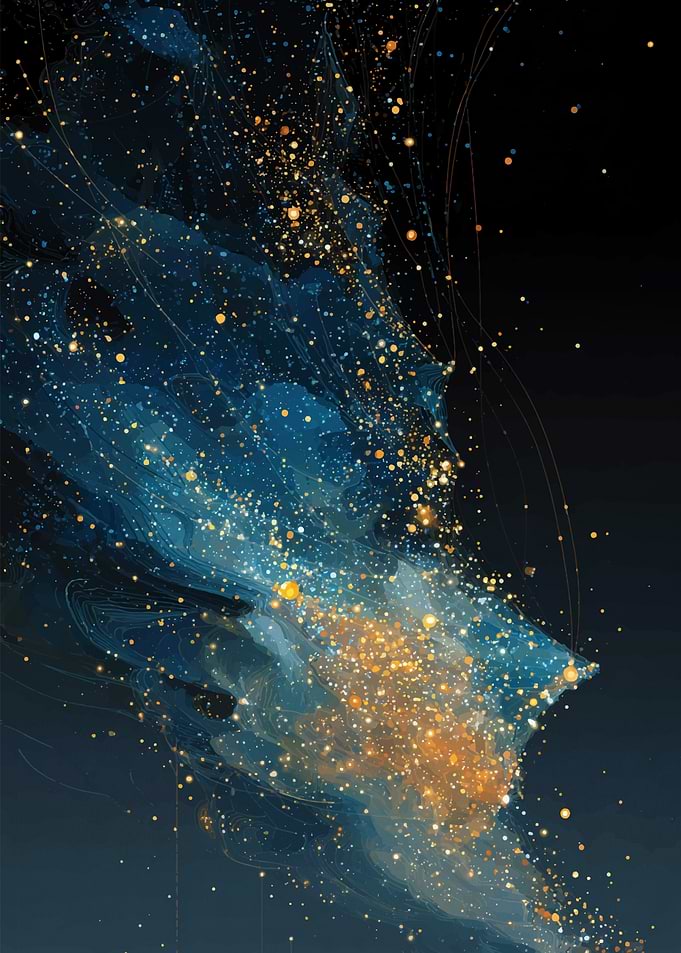 Abstract Blue and Gold Galaxy