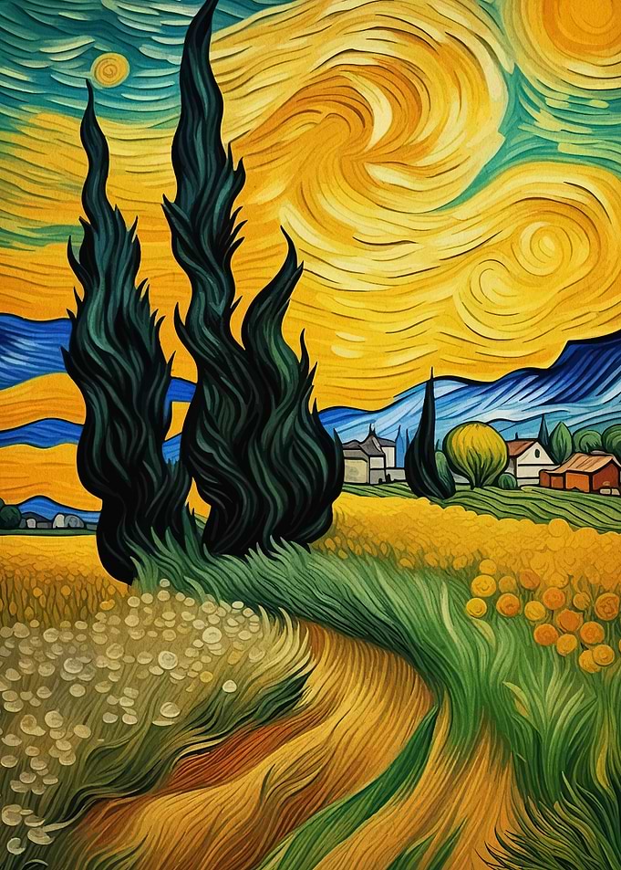 Landscape in the style of Van Gogh