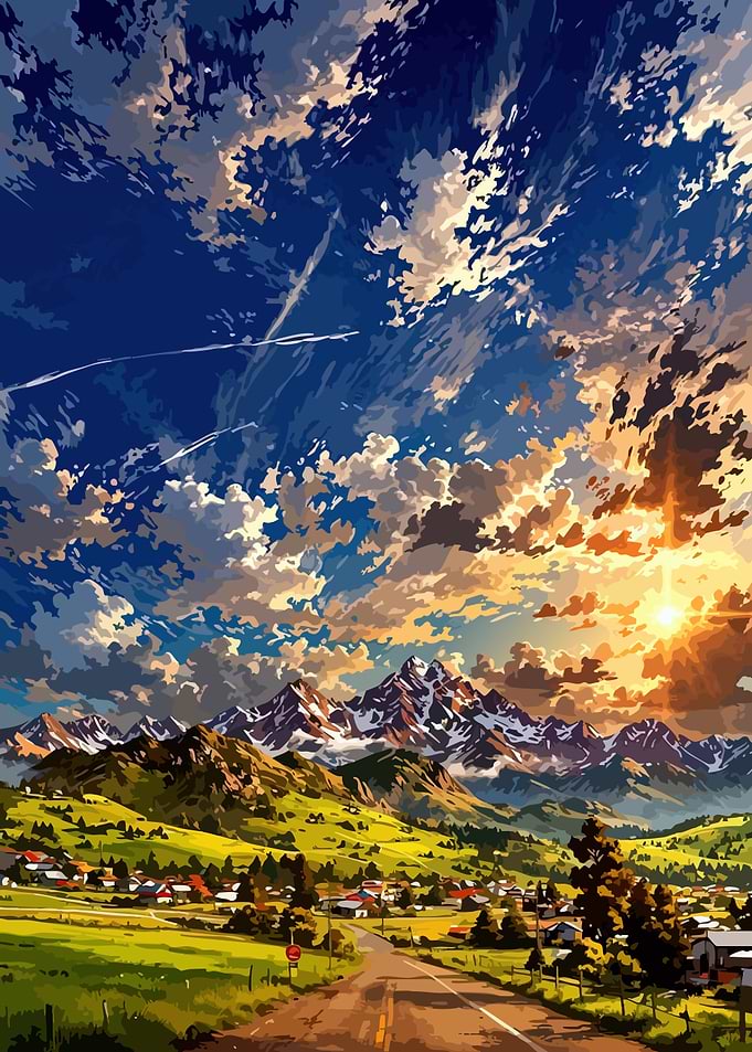 Anime Style Mountain Landscape