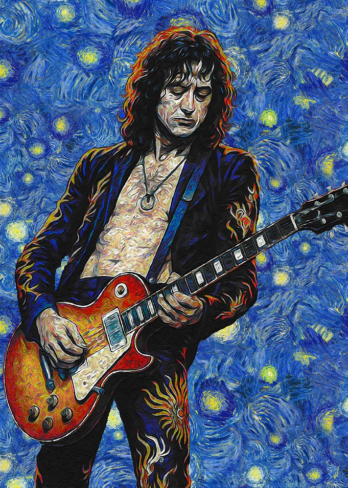 Guitarist in Van Gogh Style