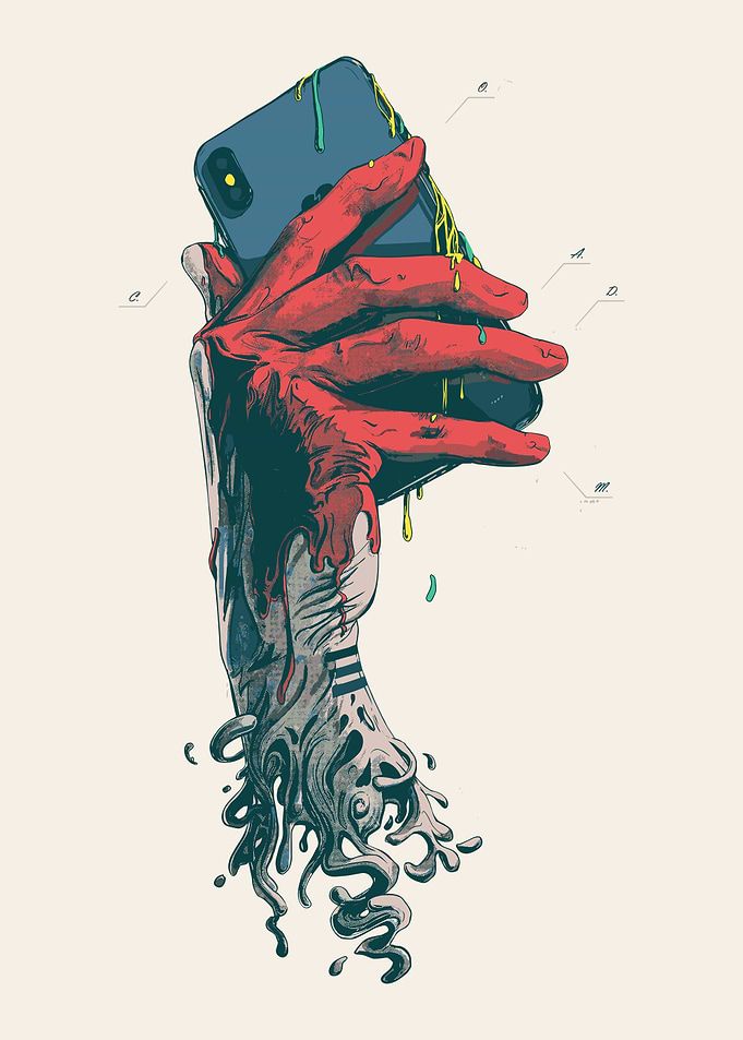 Melting Hand Holding Phone