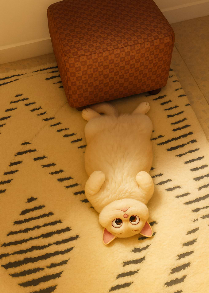 Cartoon Cat Lying on Back