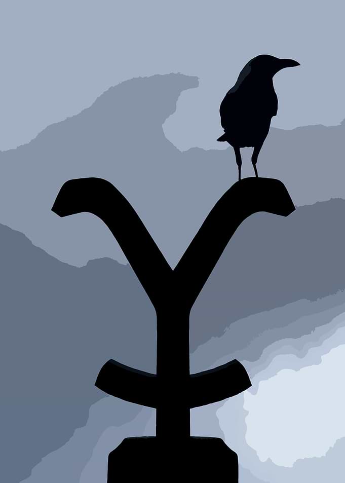 Crow Perched on Yellowstone Brand