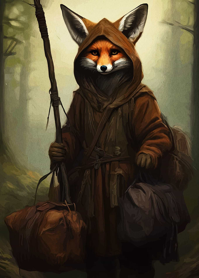 Fox Character in Robes with Staff