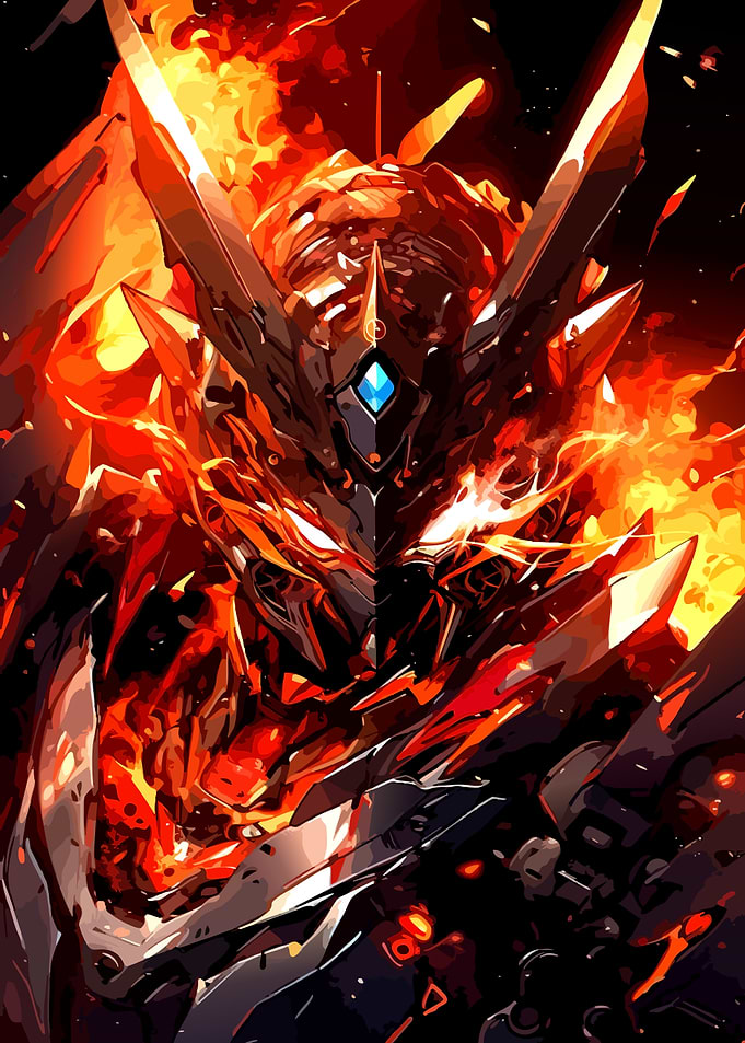 Fiery Robot Warrior
