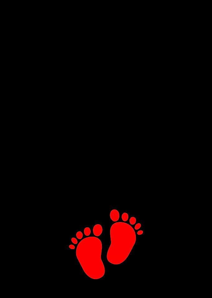 Red Footprints on Black Background