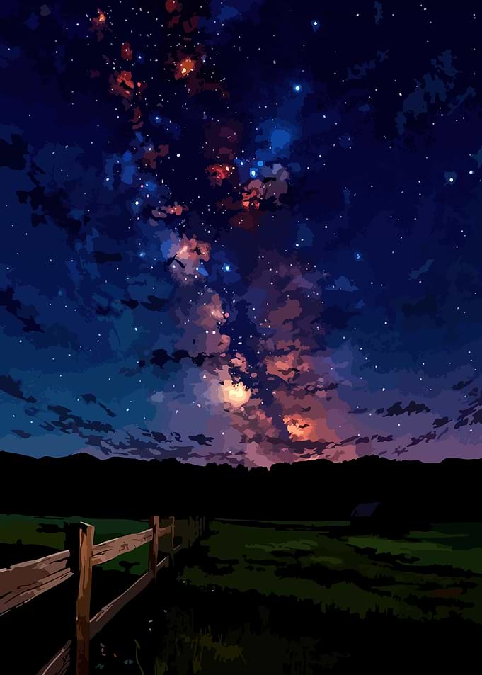 Night Sky Over Rural Landscape