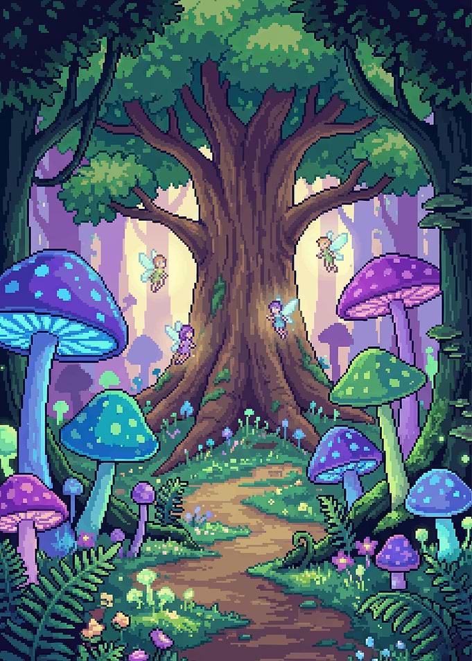 Pixel Art Fairy Forest Landscape
