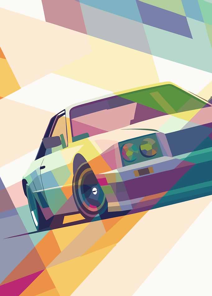 Colorful Geometric Car Illustration