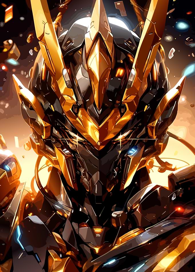 Golden Mecha Warrior Close-Up