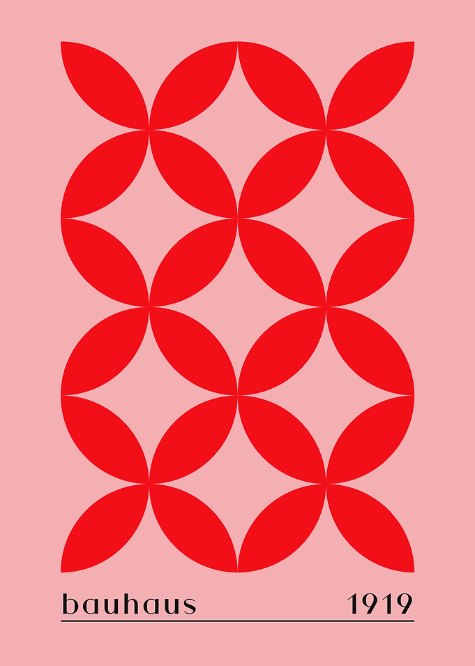 Bauhaus Geometric Pattern Red and Pink