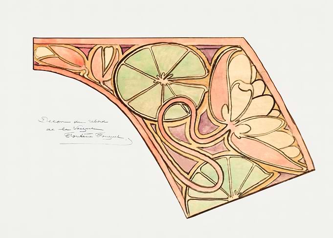 Art Nouveau Floral Corner Design, alphonse mucha art