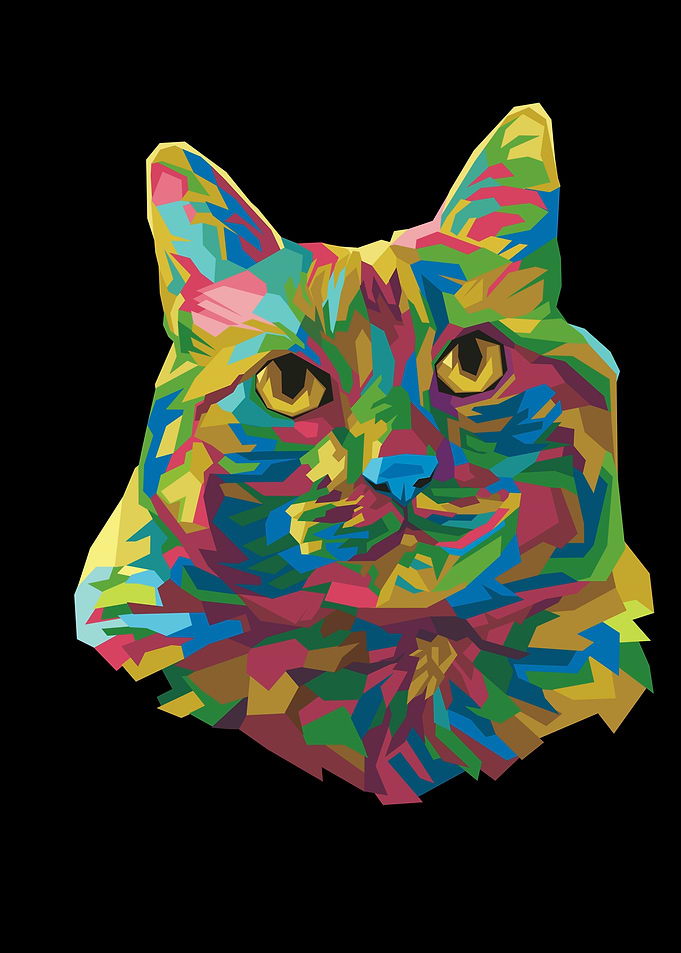 Colorful Geometric Cat Portrait