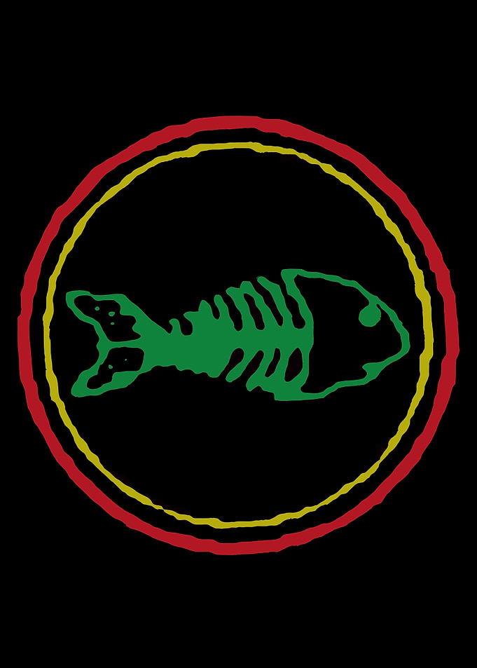 Green Fish Skeleton in Circle