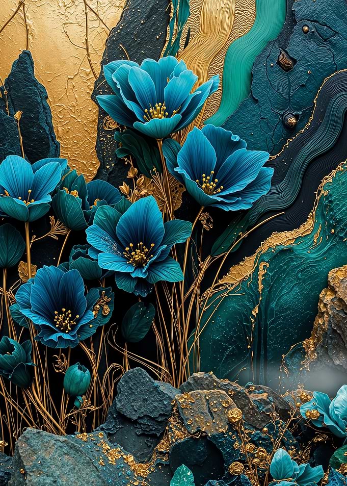 Teal Gold Bluebells