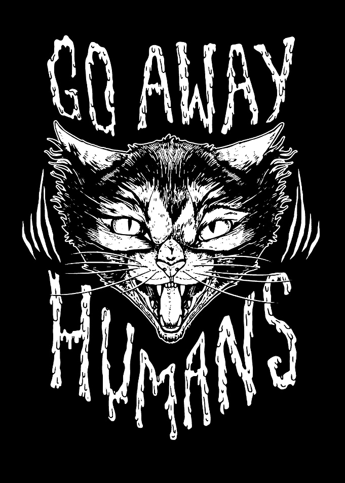 Go Away Humans Cat Illustration