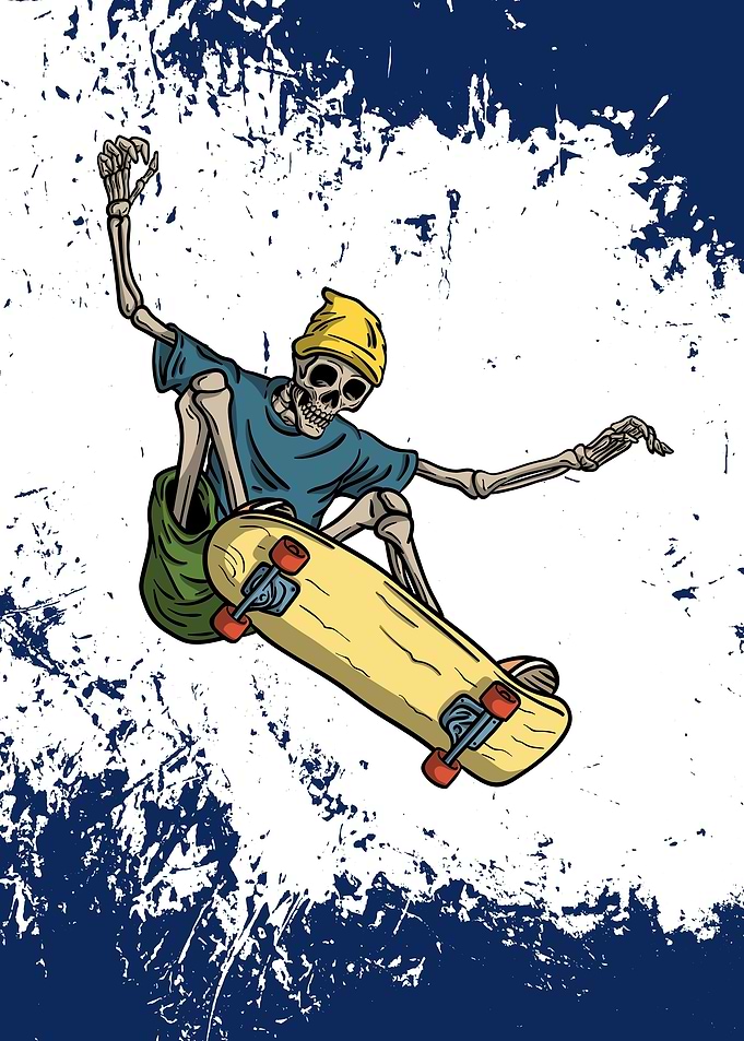 Skeleton Skateboarder in Action