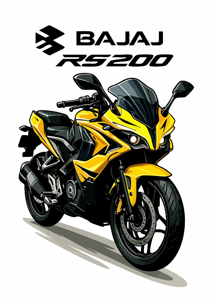Bajaj RS200 Yellow Motorcycle Illustration