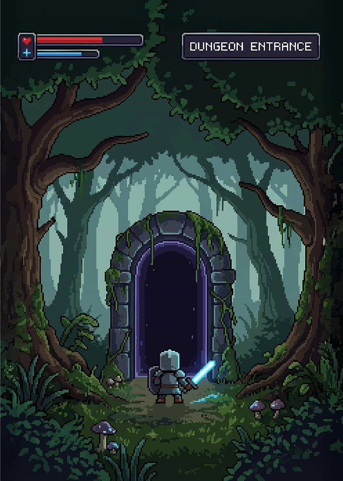 Pixel Art Dungeon Entrance