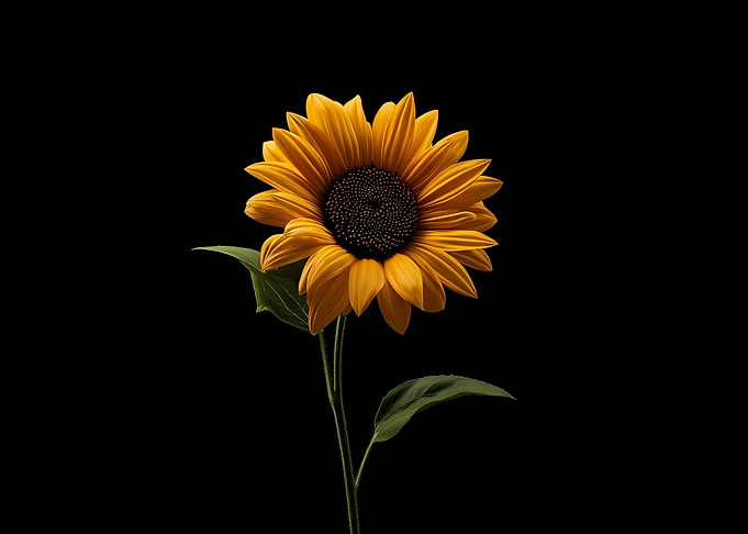 Sunflower on Black Background