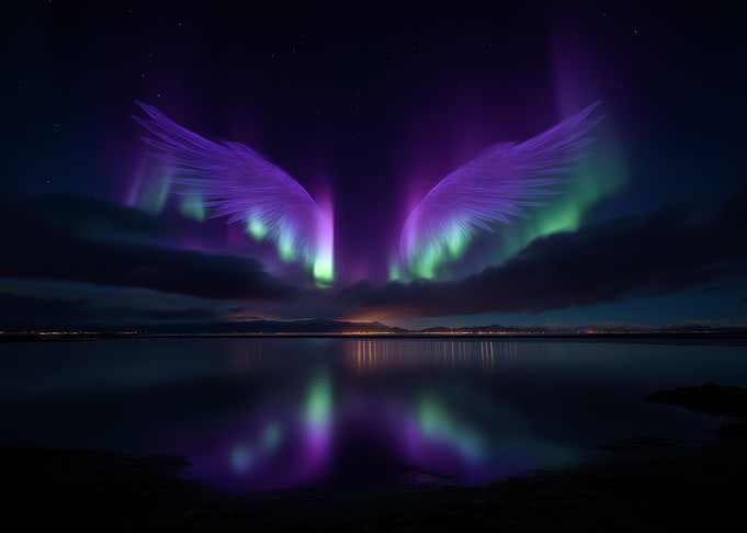 Aurora Wings Over Water