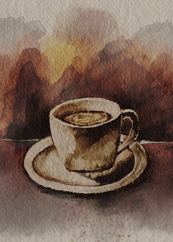 Watercolor Coffee Cup Still Life