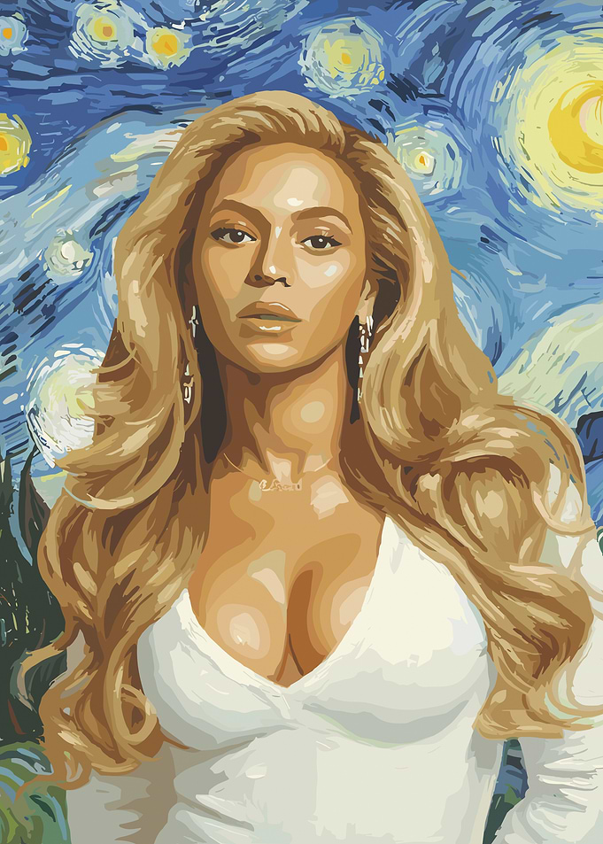 Beyonce Starry Night Style Portrait
