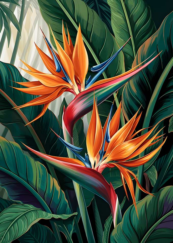 Bird of Paradise Floral Illustration