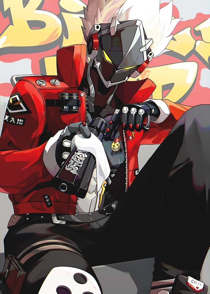 Anime Robot Character in Red Jacket