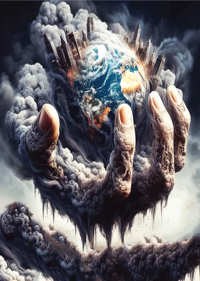 Earth in Hand of Destruction