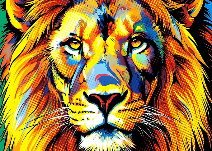 Colorful Lion Pop Art Portrait