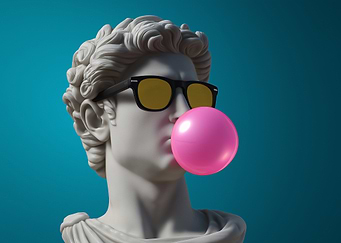 David Statue with Sunglasses and Bubblegum