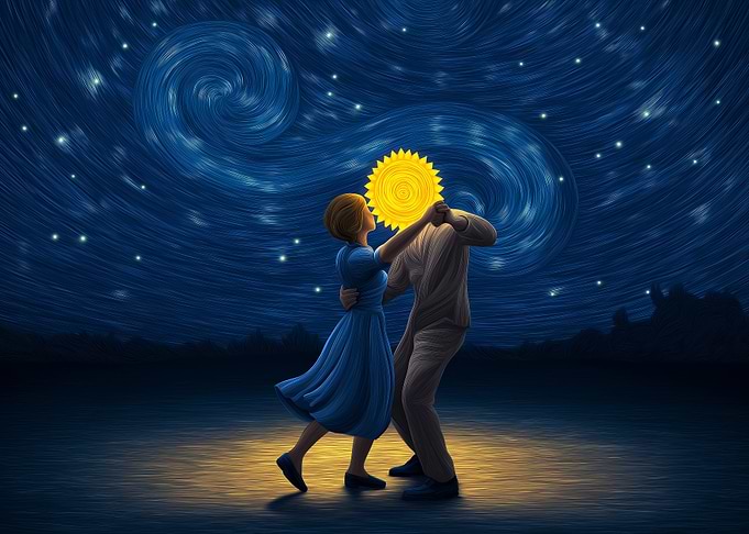 Starry Night Dance with Sun Head