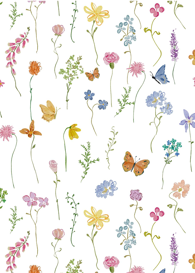 Floral and Butterfly Watercolor Pattern