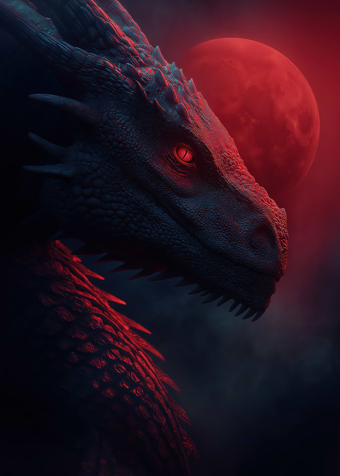 Dragon and Red Moon