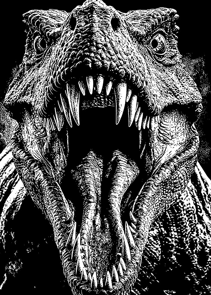 Tyrannosaurus Rex Black and White Portrait