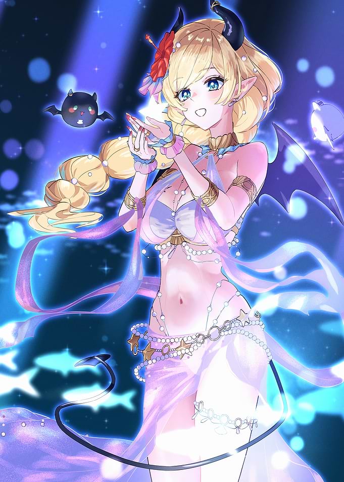 Anime Girl with Horns and Bat