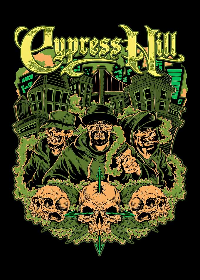 Cypress Hill Skulls and Cityscape