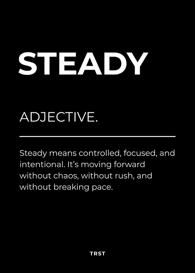 Steady – Minimalist Black & White Motivational Definition Wall Art