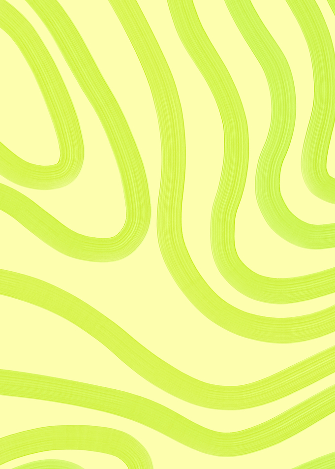 Abstract Green Wavy Lines on Yellow