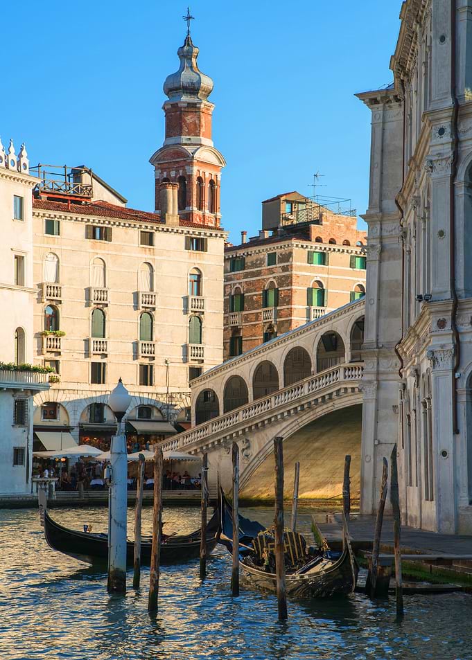 Venice Canal Scene with Rialto Bridge