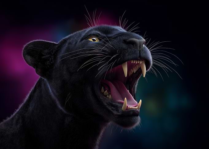 Roaring Black Panther Portrait