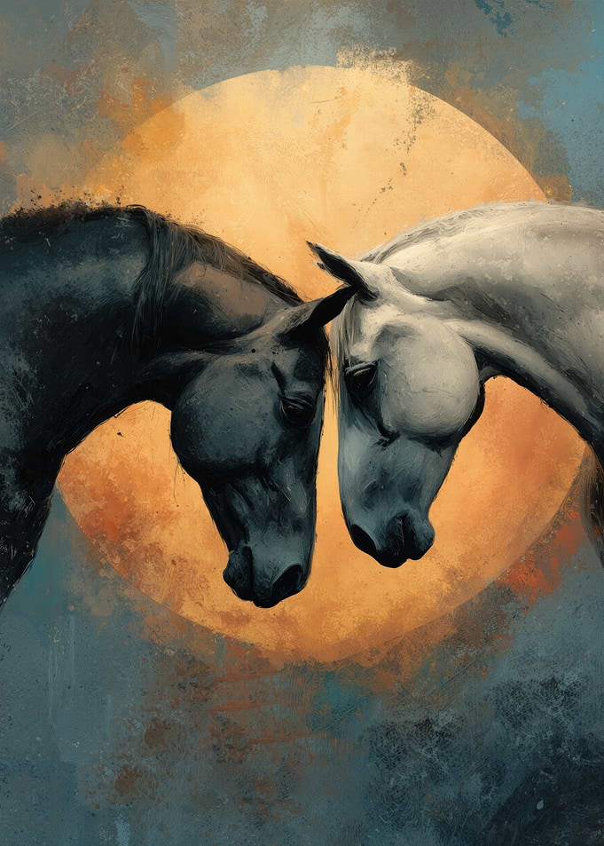 Two Horses Touching Heads