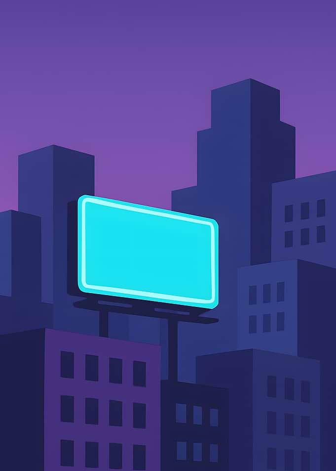 Cityscape with Billboard at Night