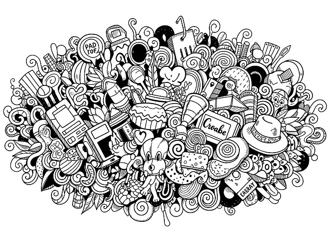 Black and White Doodle Composition