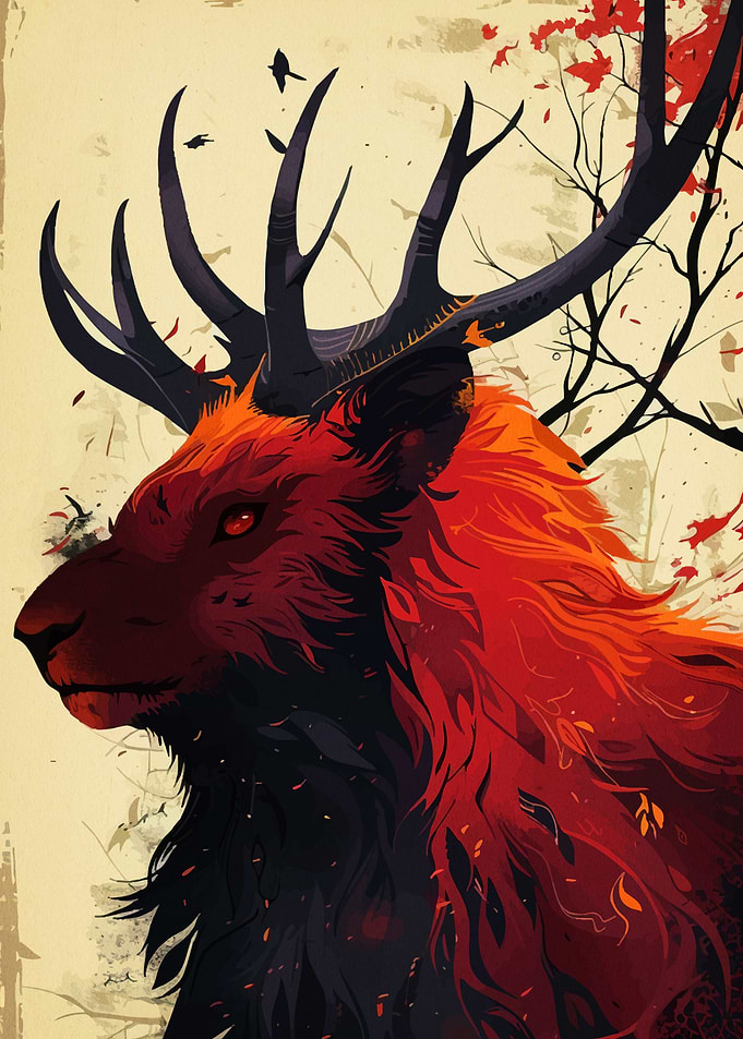 Fiery Stag Digital Art