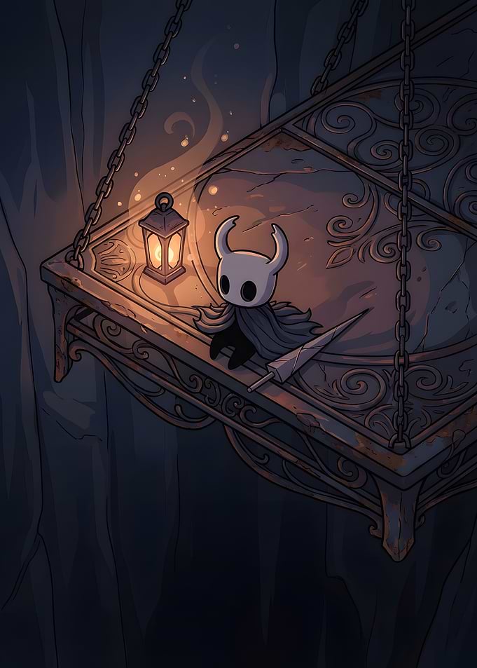 Hollow Knight on a Hanging Platform