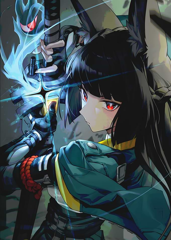 Anime Girl with Sword and Spirit